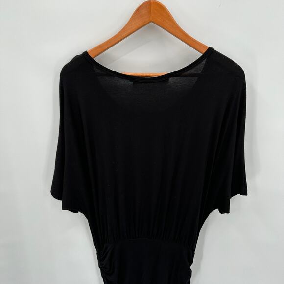 MICHAEL STARS Evereve Black Ruched Skirt Black Off the Shoulder Dress // S - Picture 7 of 9